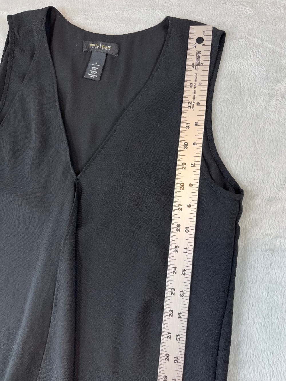 WHBM Asymmetrical Hem Black Dress Sleeveless V-Neck Drape Ruffle sz 4 - Picture 10 of 14
